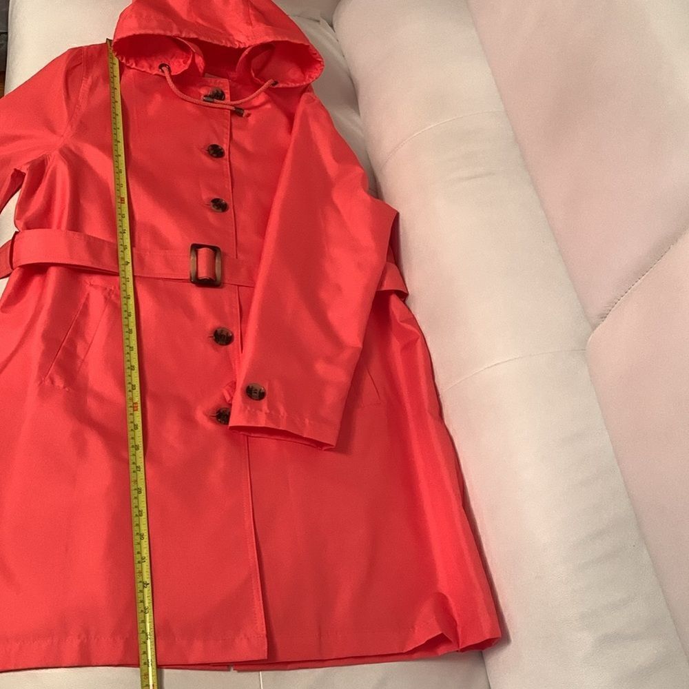 Capelli of NY Long Raincoat Jacket Collar Hood Belt Women’s Size Small - Picture 7 of 10